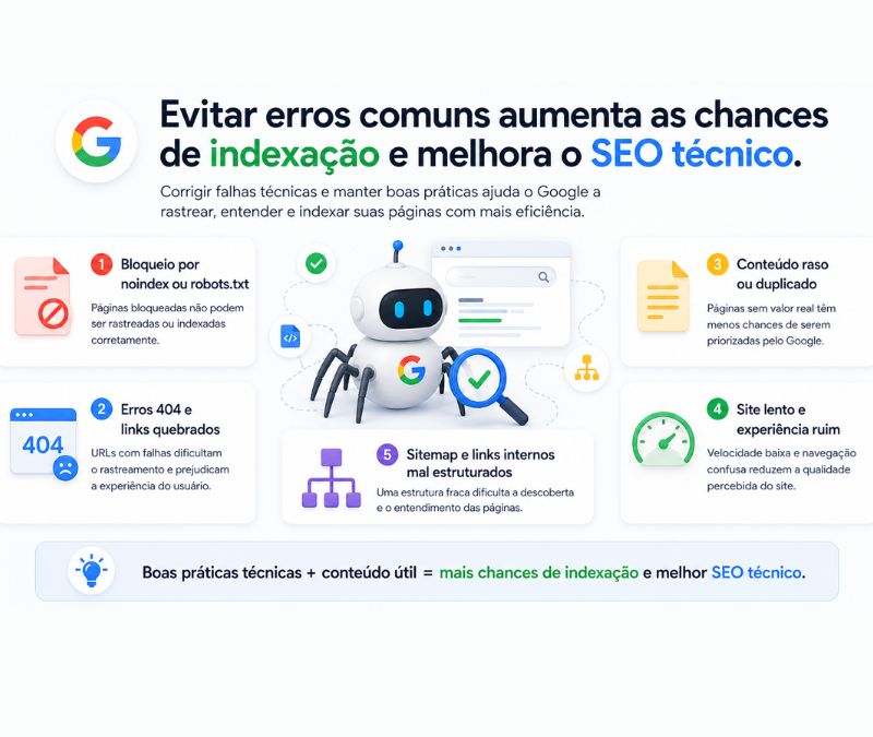 erros ao indexar páginas no Google