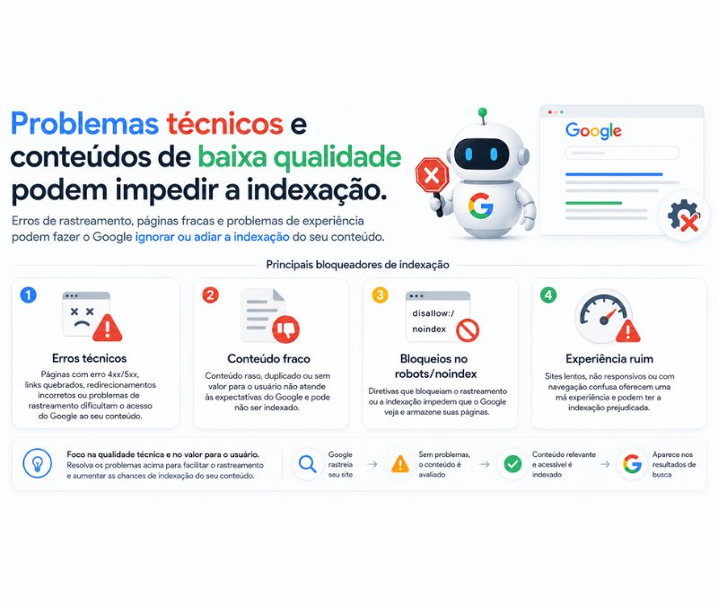 motivos pelos quais uma página não é indexada